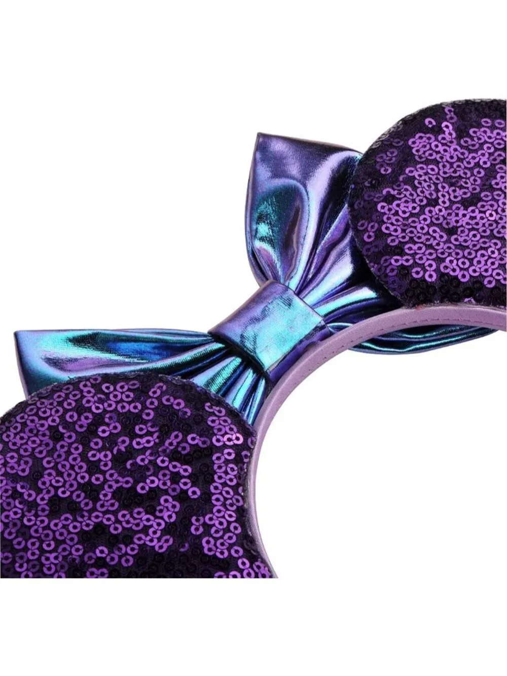 Women Purple Sequin Handmade Mickey Mouse Headband 2 Pieces